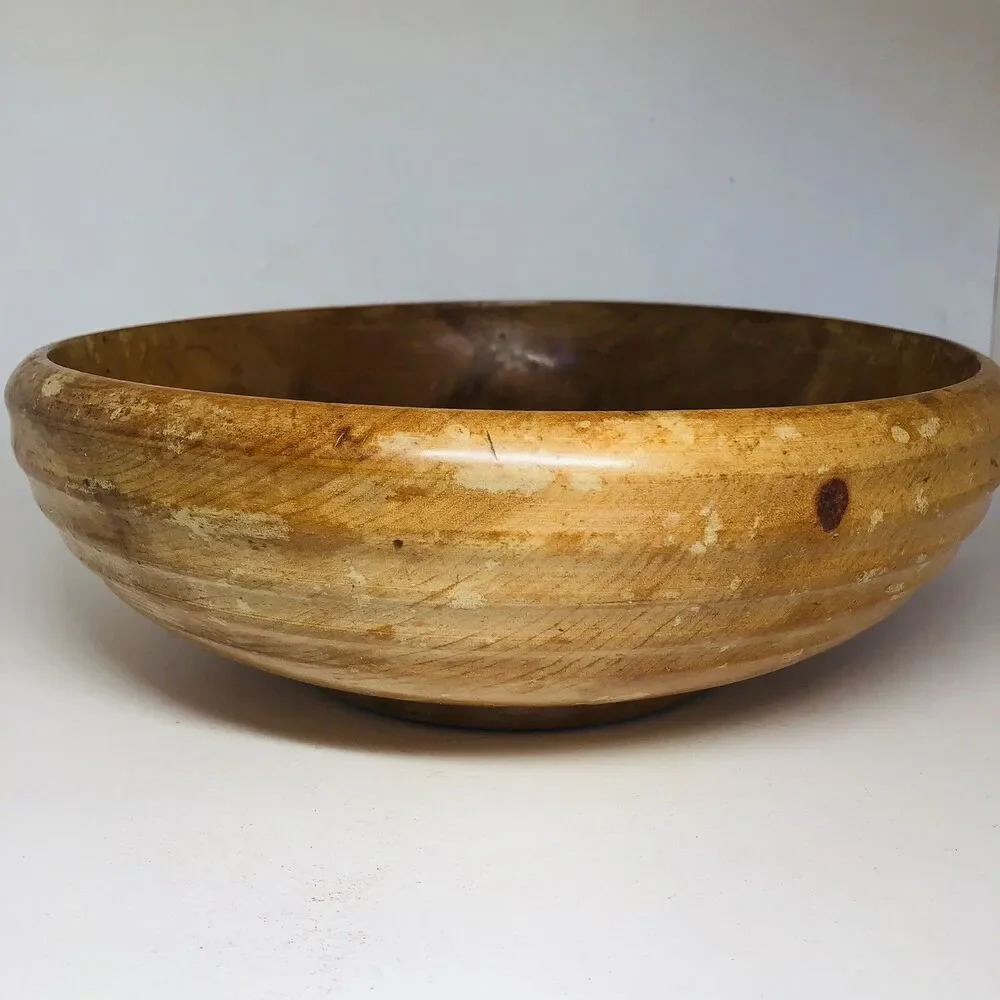 Antique Vintage Round Wooden Fruit / Salad / Dough Bowl, 11